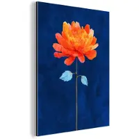 MuchoWow Aluminium schilderij 120x160 cm - Wanddecoratie metaal - Bloem - Oranje - Bladeren - Metalen muurdecoratie woonkamer - Decoratie industrieel - Foto op dibond - Industriële accessoires slaapkamer