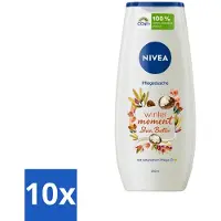 Nivea 10 x - Douchegel - Winter Moment Shea Butter - 250 ml - Douchegel Winter - Shea Butter Douchegel - Hydraterende Douchegel - Winter Douchegel - Verzorgende Douchegel