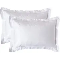 Homescapes Biologisch Kussensloop 50x75 cm met Sierrand – Set van 2 – Wit – 100% Egyptisch Katoen Satijn – Draaddichtheid 400