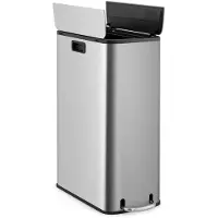 Costway Vuilnisemmer, 46 liter, roestvrij staal, keukenafvalemmer met 2 deksels, pedaal en handgrepen, pedaalemmer met uitneembare binnenemmer, afvalemmer voor keuken, woonkamer, badkamer, kantoor, 52