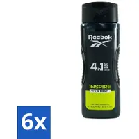 Reebok 6 x - Inspire Your Mind - Douchegel - 4 in 1 - 400 ml - Douchegel - 4 In 1 - Lichaam - Haar - Gezicht