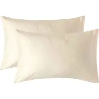 Homescapes Biologisch Kussensloop 50x75 cm – Set van 2 – Crème – 100% Egyptisch Katoen Satijn – Draaddichtheid 400