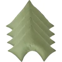 Homescapes Biologische Katoen V-Kussensloop - Set van 4 - Mosgroen - 100% Egyptisch Katoen Satijn - 400TC - 38 x 76 cm
