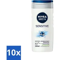 Nivea 10 x - Men - Sensitive Douchegel - Hydraterend - 250 ml - Gevoelige Huid - Douchegel - Hydraterend - Huidverzorging - Mannelijke Geur