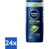 Nivea 24 x - Men - Energy Douchegel - Langdurig Fris Gevoel - 250 ml - Douchegel Voor Mannen - 2-in-1 Douchegel - Energieboost - Fris Gevoel - Mintextract