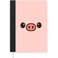 MuchoWow Notitieboek - Schrijfboek - Varken - Roze - Minimalistisch - Notitieboekje klein - A5 formaat - Schrijfblok