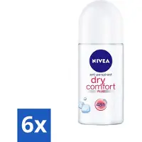 Nivea 6 x - Deo Roll-On - Dry Comfort Plus - 48 Uur Lang Werkend - 50 ml - Deodorant Roller - Anti-transpirant - 48 Uur Bescherming - Dry Comfort Plus - Zweetbestendig