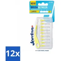 Jordan 12 x - Between L - Interdentale ragers - 0.7 mm - 10 Ragers - Interdentale Reiniging - Tandplak Verwijderen - Achterste Kiezen Reinigen - Grotere Tussenruimtes - Tandsteen Voorkomen