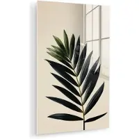 MuchoWow Glasschilderij 120x180 cm - Schilderij acrylglas - Palmblad - Donkere bladen - Subtiel - Foto op glas - Muurdecoratie woonkamer - Wanddecoratie slaapkamer - Schilderijen