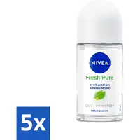 Nivea 5 x - Deodorant - Roller - Fresh Pure - 48 Uur Lang Werkend - 50 ml - Fresh Pure Deodorant Roller - 48 Uur Bescherming - Aluminiumvrij - Parabenenvrij - Huidvriendelijk