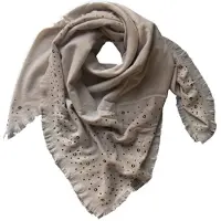 I'm Dutch Khaki Tignes sjaal- Effen sjaal met stoere studs - damessjaal- mooi op blazer en blouse te dragen- zachte sjaal