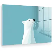 MuchoWow Glasschilderij 180x120 cm - Schilderij acrylglas - Ijsbeer - Lichtblauw - Minimalistisch - Foto op glas - Muurdecoratie woonkamer - Wanddecoratie slaapkamer - Schilderijen