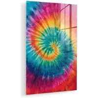 MuchoWow Glasschilderij 120x180 cm - Schilderij acrylglas - Regenboogkleuren - Tie dye - - Foto op glas - Muurdecoratie woonkamer - Wanddecoratie slaapkamer - Schilderijen