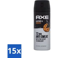 Axe 15 x - Deodorant Spray - 72hrs Anti Sweat - Leather & Cookies - 150 ml - 72 Uur Anti Zweet - Deodorant Spray - Zweetbestendig - Leer En Koekjes Geur - Langdurige Frisheid