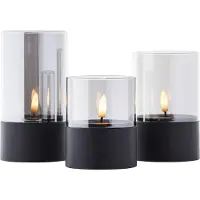 Brilliant Bougie Led Kaarsen, Set Van 3, Zwart/Rookglas
