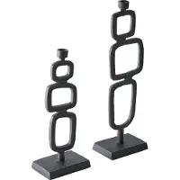 Beliani SIPANJE - Set van 2 kandelaars - Zwart - 35/48 cm - Aluminium