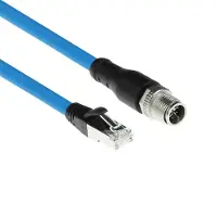 ACT SC4901 Industriële Sensorkabel | M12X 8-Polig male Chassis naar RJ45 | Superflex SF/UTP TPE kabel | Afgeschermd | IP67 | Blauw | 3 meter