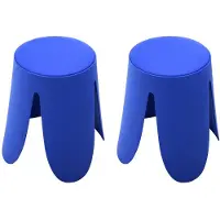Sweeek - Set van 2 stapelbare krukken in kunstleer, niki, ø30 / 44 x h46cm