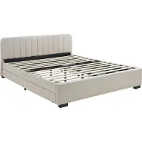 En.casa Bed Nofrenna bedframe met 4 bedlades 200x140 cm beige []