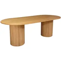 Sweeek - Ovale eettafel eikenfineer 8 plaatsen - l 220 x b 100 x h 73 cm - estelle