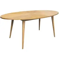 Sweeek - Ovale eettafel van rubberhout en eikenfineer, 6 plaatsen - l 190 x b 100 x h 75 cm - diane