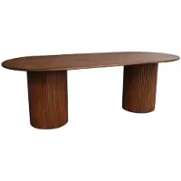 Sweeek - Ovale eettafel eikenfineer 8 plaatsen - l 220 x b 100 x h 73 cm - estelle