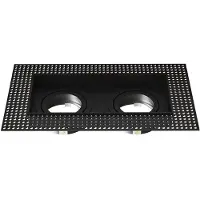 LEDVION – Trimless LED Inbouwspot Dubbelarmatuur 130x130mm – Zwart – Dimbaar – Kantelbaar – GU10 – IP20