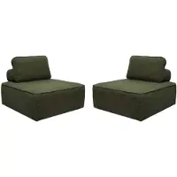 Sweeek Fauteuils boucléstof 1 zitplaats (set van 2) Kaki