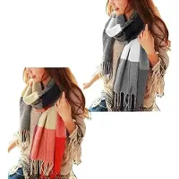 Karma Dames geruit oversized kasjmier sjaal lange zachte wraps dames geruit oversized sjaal lange sjaal voor herfst en winter , 2 pakketten (rood blauw + zwart)