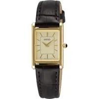 Seiko quartz bruin dames horloge met champagne wijzerplaat & leren band