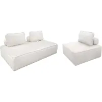 Sweeek Set van fauteuils voor modulaire bank 3 zitplaatsen bouclé Crème