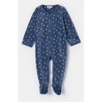 Woody kruippakje baby unisex velours - blauwgrijs - sterretjes all-overprint - 252-10-BPG-V/957 - maat 74