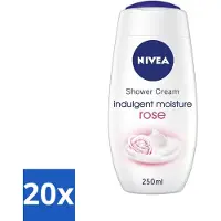 Nivea 20 x - Shower Indulgent Moisture Rose Douchecrème - 250 ml - Douchecrème - Amandelmelk - Rozengeur - Hydraterende Douchecrème - Zachte Huid