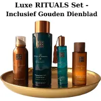 RITUALS - Geschenkset - Hammam - Bath Foam 500 ml + Massage Oil 100 ml + Body Lotion Mousse 150 ml + Hair&Body Mist 50 ml + Gouden Dienblad - Cadeau Set - Producten