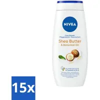 Nivea 15 x - Douchegel - Shea Butter & Botanical Oil - 250 ml - Douchegel - Shea Butter - Natuurlijke Olie - Huidverzorging - PH-huidneutraal