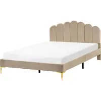 Beliani SAUVIAN - Bed - Taupe - 160 x 200 cm - Fluweel