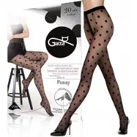 Gatta Funny – Panty Dames 20 DEN – Zwart met Stippenpatroon – Basis Panty – Maat S