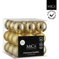 Mica Decorations Kerstballen onbreekbaar goud - 27 stuks (ø8 cm)