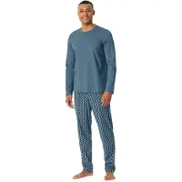 Schiesser pyjama blauw geprint katoen