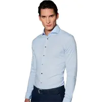 Desoto Overhemd lange mouw slim fit lichtblauw effen katoen