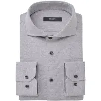 Desoto Luxury Tailored Fit Jersey overhemd Lichtgrijs, Effen