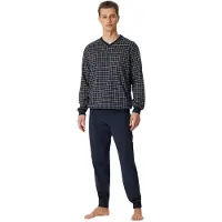 Schiesser Dark Sapphire pyjama donkerblauw blokruit