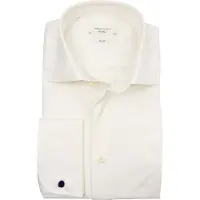 Profuomo overhemd ecru dubbel manchet slim fit