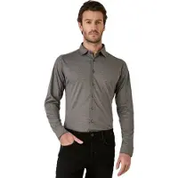 Desoto Slim Fit Jersey overhemd grijs, Effen
