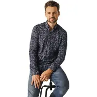 State of Art casual overhemd donkerblauw geprint