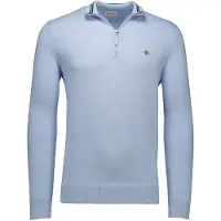 Gant katoenen half zip trui effen lichtblauw normale fit