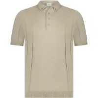 Blue industry polo beige 4 knoops structuur