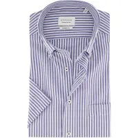 Eterna overhemd korte mouw blauw gestreept