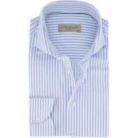 John Miller overhemd slim fit gestreept blauw wit witte knoop