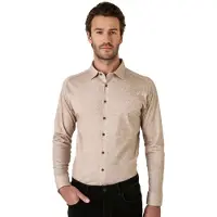 Desoto Overhemd beige gemêleerd flanel